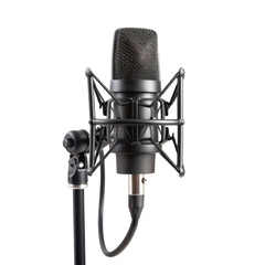 Modern microphone on white background