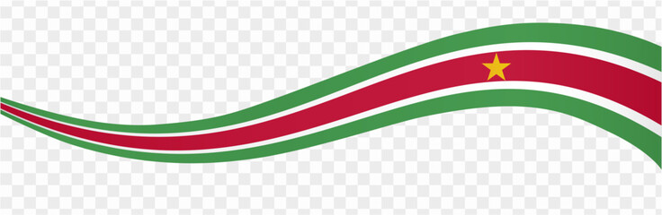 Suriname flag wave isolated on png or transparent background vector illustration.