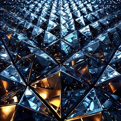 Fototapeta premium 3d digital design art featuring myriad triangles coated in shiny metallic hues