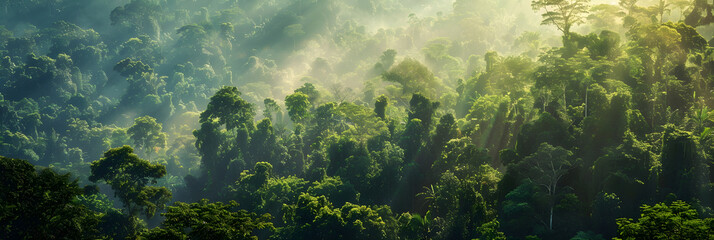 Majestic Aerial View of Towering Trees in an Enchanting Forest Landscape
