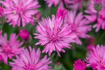 Close-up of vibrant pink flowers in full bloom, showcasing delicate petals and natural beauty. Perfect for spring and nature themes.