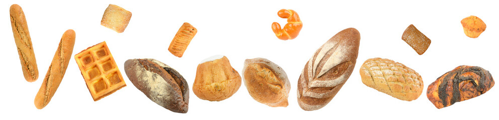 White and gray bread isolated on white background.