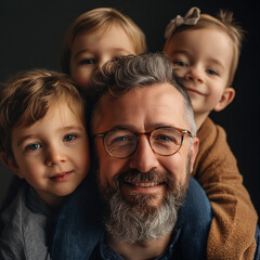 Father's day celebration banner, multiple man and kids faces