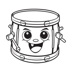 Cute simple drum icon, black vector illustration on white background