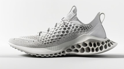 single shoe isolated  sneaker, total white lines and colors, white minimal background