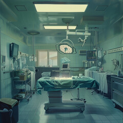 Modern Surgical Room with Advanced Equipment, Clean and Sterile Environment, Hospital Operating Theater, Healthcare Facility, Medical Technology, 4K Wallpaper, Poster