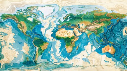 Fototapeta premium Create a world map that marks the locations of the world's largest rivers. Include the river names, lengths, and the countries they flow through.