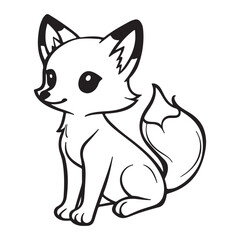 Cute simple fox icon logo, black vector illustration on white background