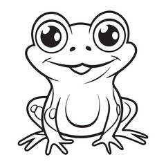 Cute simple frog icon logo, black vector illustration on white background
