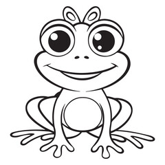 Cute simple frog icon logo, black vector illustration on white background