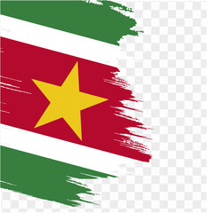 Suriname flag brush paint textured isolated  on png or transparent background. vector illustration