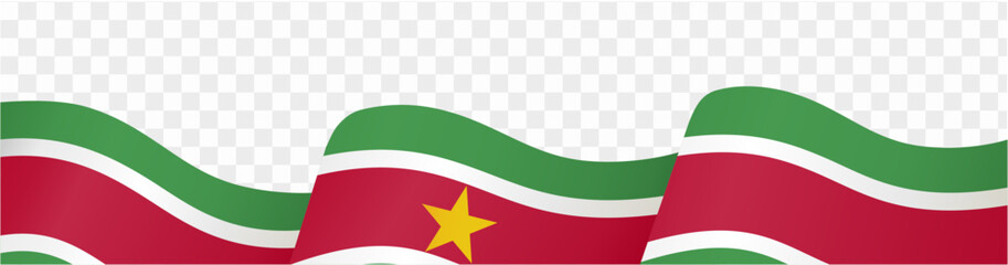 Suriname flag wave isolated on png or transparent background vector illustration.
