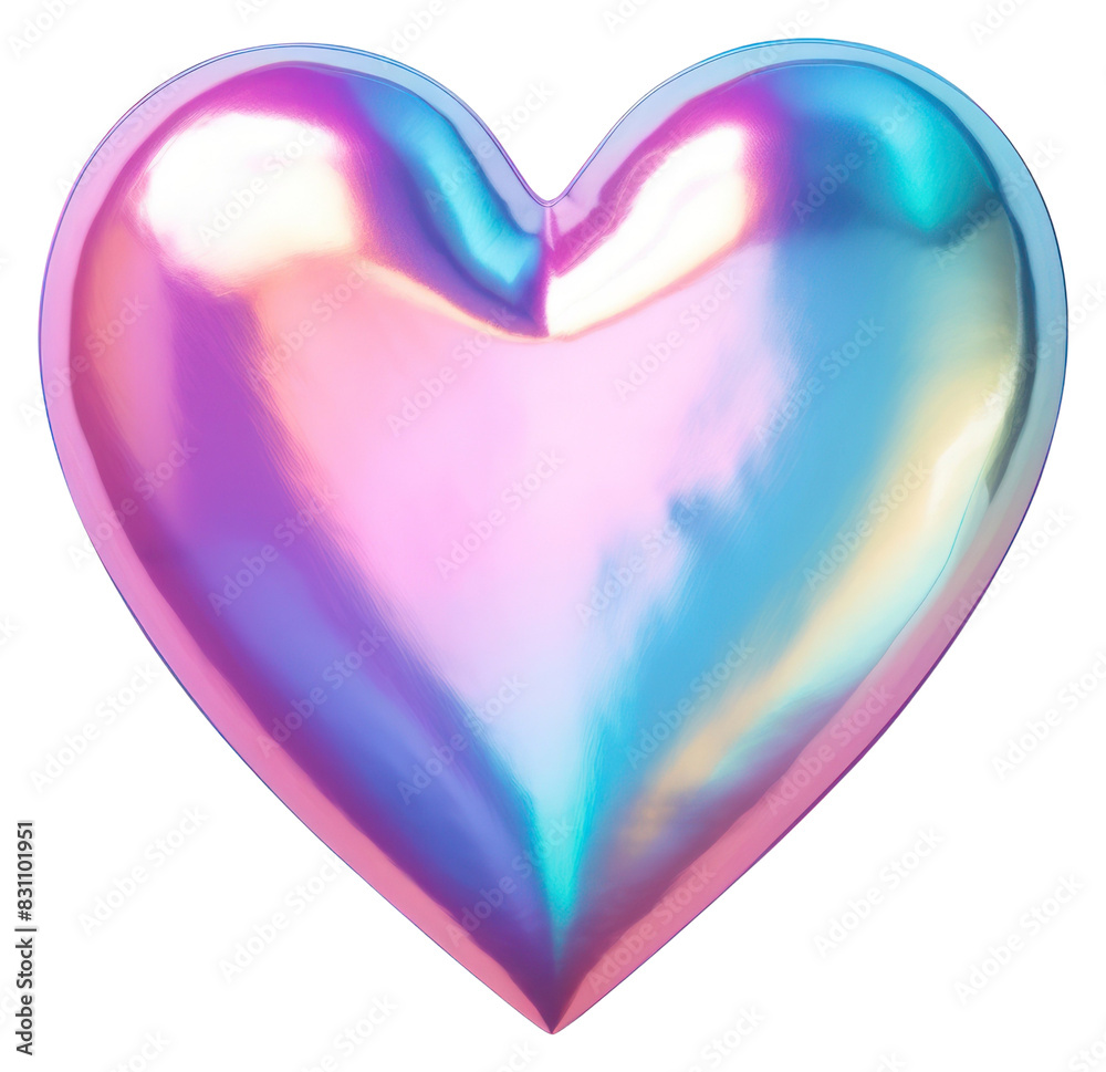 Sticker png gradient holographic heart shape white background.