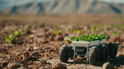 Harvest Dreams: Toy Tractor Tending Plant in Vast Field