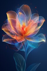 Colorful Flower on Blue Background