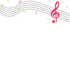 Abstract music notes on line wave background. Black G-clef and music notes isolated vector illustration Can be adapt to Brochure, Annual Report, Magazine, Poster, Corporate Presentation, Portfolio.
