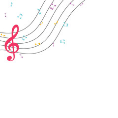 Abstract music notes on line wave background. Black G-clef and music notes isolated vector illustration Can be adapt to Brochure, Annual Report, Magazine, Poster, Corporate Presentation, Portfolio.
