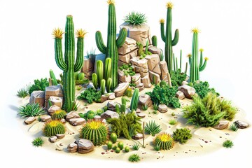 Close-up desert - cactus, rocks