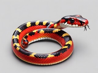 A Coral snake on a white background. AI generated image