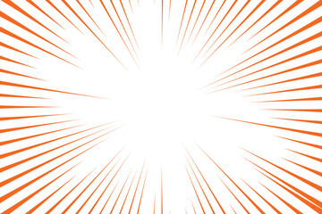 Orange radial comics style lines isolated on white background. speed abstract. Vector illustration	