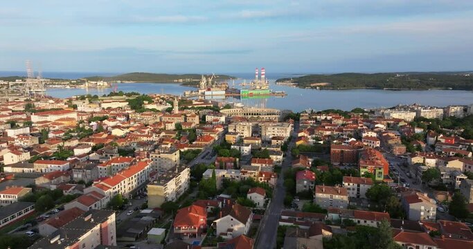 Aerial view of Pula City with Arena Amphitheatre, Croatia