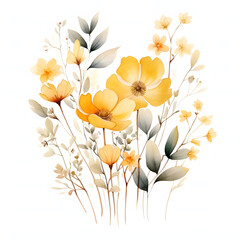 Naklejka premium watercolor arrangements with small flower. Botanical illustration luxury style.
