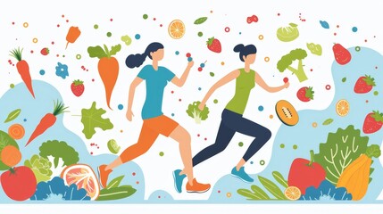 Design a poster promoting healthy lifestyle habits for adults. Focus on balanced nutrition, regular exercise, and mental wellness tips.