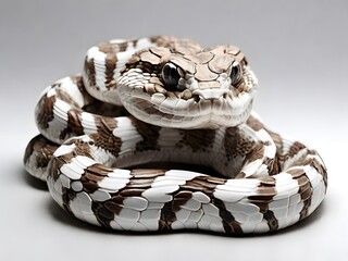 A Gaboon Viper snake on a white background. AI generated image