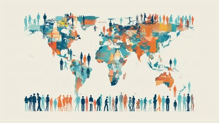 Fototapeta premium Design a visual guide to global population trends. Include statistics on growth rates, urbanization, and the demographic shift in various regions.