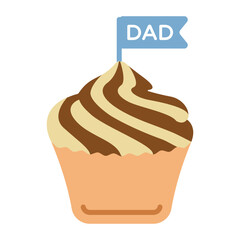 Dad birthday cupcake with flag Concept, Cake Pastry Symbolic for Dad Day Vector Icon Design, Happy Fathers Day Symbol, Dads Gift Elements Sign, Parents Day Stock illustration