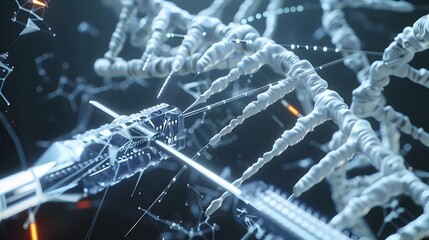 Precision Genetic Editing A Futuristic 3D of the CRISPR Cas9 Gene Editing Process
