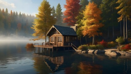 Fototapeta premium house on the lake