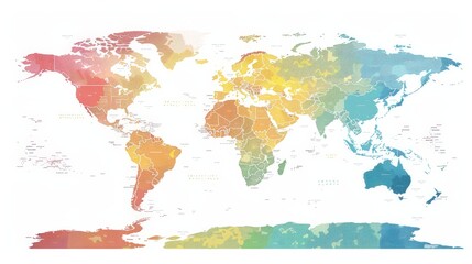 Design a world map indicating the major climate zones according to the climate classification. Use different colors to represent each climate type.