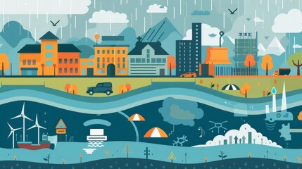 Design an infographic on the impact of climate change on construction practices. Highlight challenges like extreme weather events, rising sea levels, and the need for resilient infrastructure.