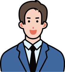 笑顔で仕事をするスーツ姿の男性