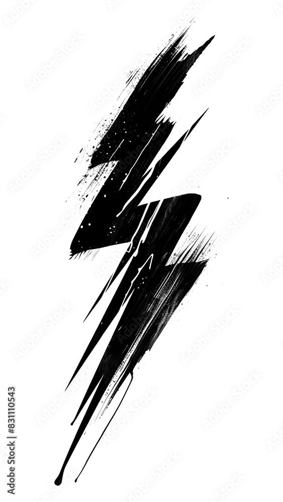 Poster Black lightning png brush stroke texture, transparent background