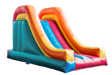 Inflatable slide for children isolated over white transparent background