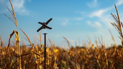 Whimsical Wind Vane Dancing in a Golden Cornfield
