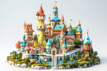 Obraz premium Castle bridge pond scene