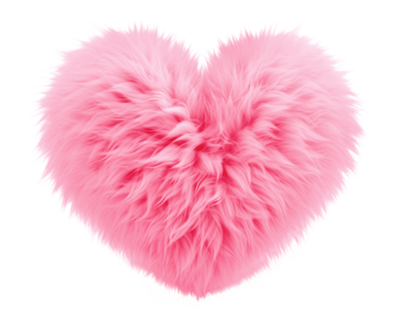 Pink heart png fluffy 3D shape, transparent background