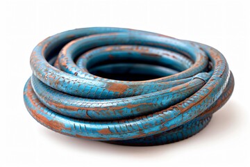 Detailed view of blue and brown wire coil