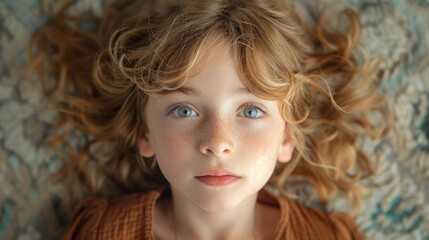 Fototapeta premium Whimsical Encounter With a Curly-Haired Sprite. Generative AI
