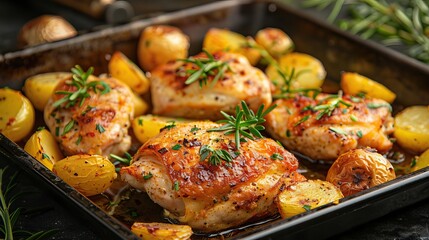 Fototapeta premium Roasted Chicken with Potatoes