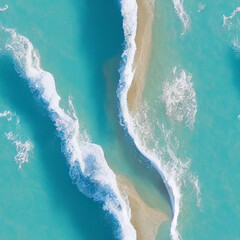 Fototapeta premium Seamless overhead water ocean waves blue texture