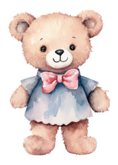 Cute teddy bear png watercolor animal, transparent background
