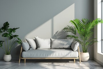 Living room with couch and plant