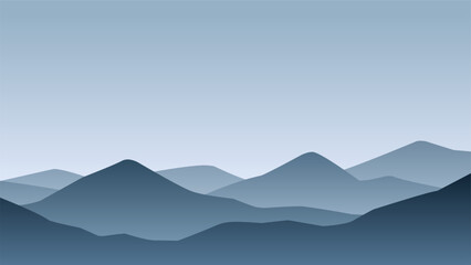 Landscape illustration of mountain ridge scenery