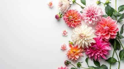 Dahlia floral background, summer and fall fresh flowers texture with copy space