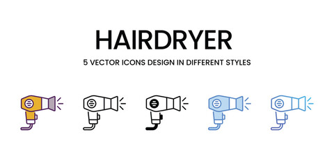 Hairdryer icons vector set stock illustration.