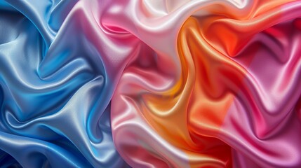 Fototapeta premium A beautiful fabric pattern with a repeating motif of glossy, overlapping circles in various bright colors, creating a shiny and modern look. Minimal and Simple style